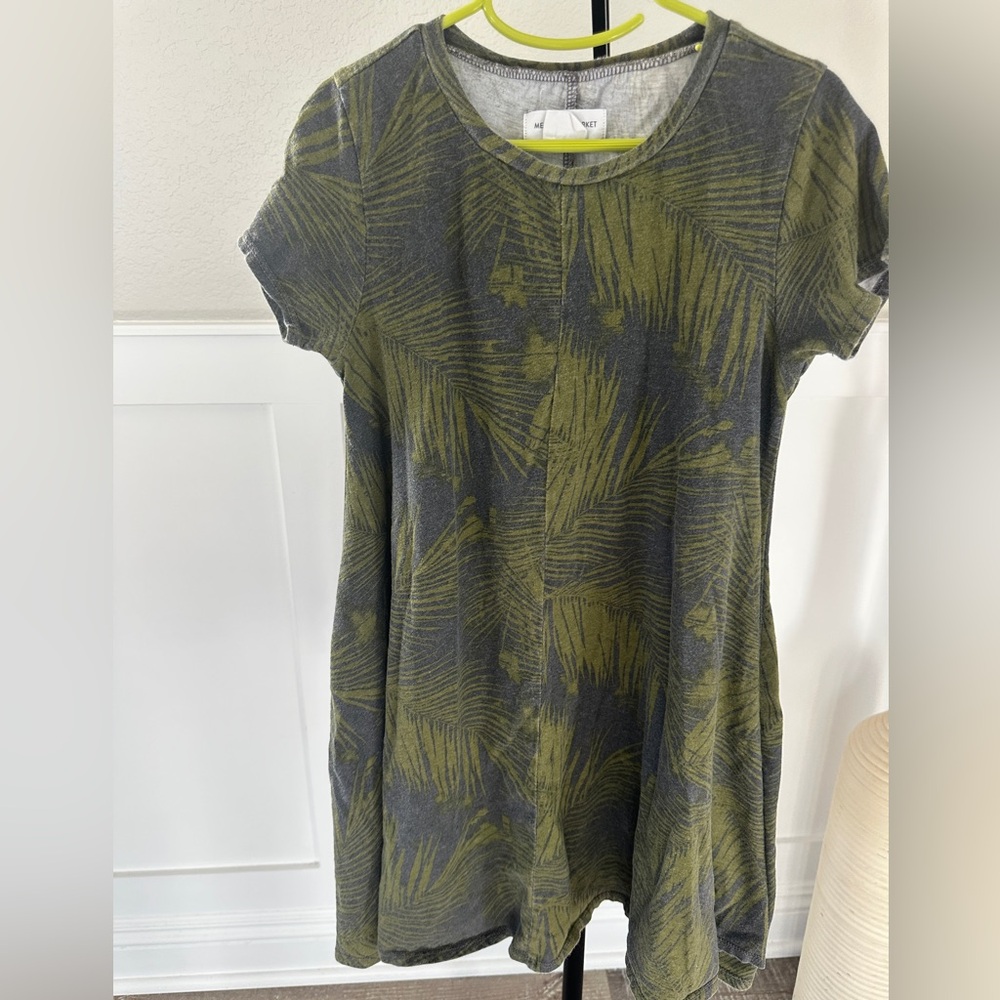 Girls Melrose and Market Olive Dress Size M 8-10 Leaves designs